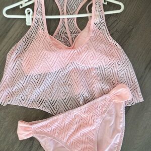 Pink Lace 2 pcs Bathing Suit L
